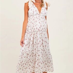 Floral White and Pink Women's Dress